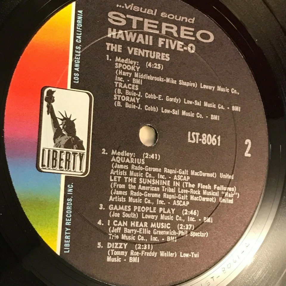 THE VENTURES Hawaii Five-O 1969 USA vinyl LP Theme TV Surf Aquarius, Dizzy EXCEL - Image 3 of 4