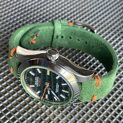 20mm QR GREEN Vintage Suede Leather Watch Strap Band