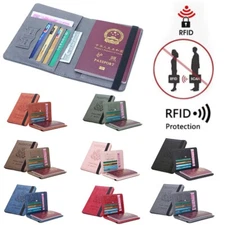 Passport Holder Cover Wallet RFID Blocking Leather Card Case Travel Accessories