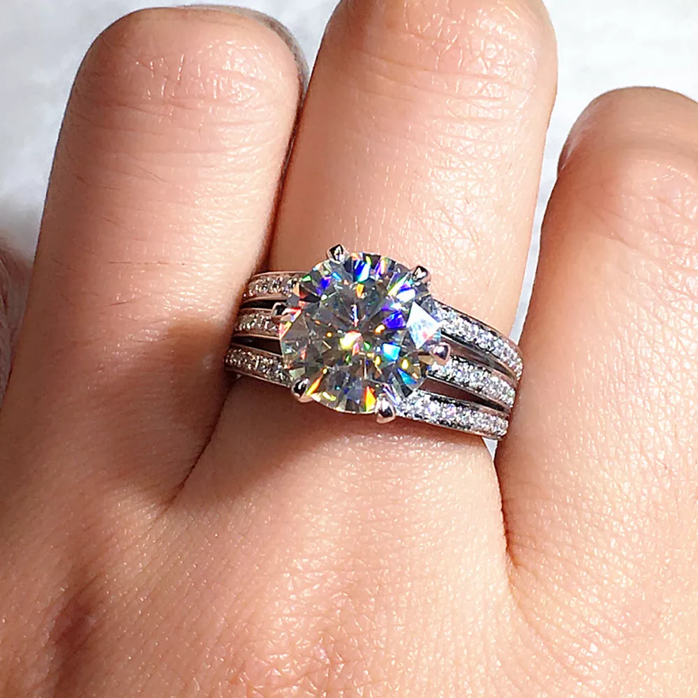 925 Sterling Silver Lab Created Diamond Wedding Engagement Ring For Women
