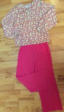 Custom / Gymboree Girls Sz. 7 8 9 Hot Pink Corduroy Pants  Floral Woven Top