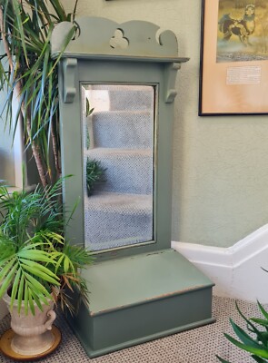 VINTAGE UPCYCLING DISTRESSES SHABBY WANDSPIEGEL FLUR MIT HANDSCHUHFACH