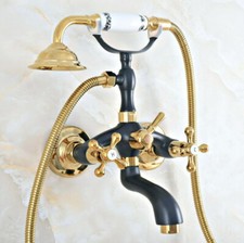 Black Golden Brass Bathroom Faucet Set Bathtub Hand Shower Mixer Tap Kit 2na403