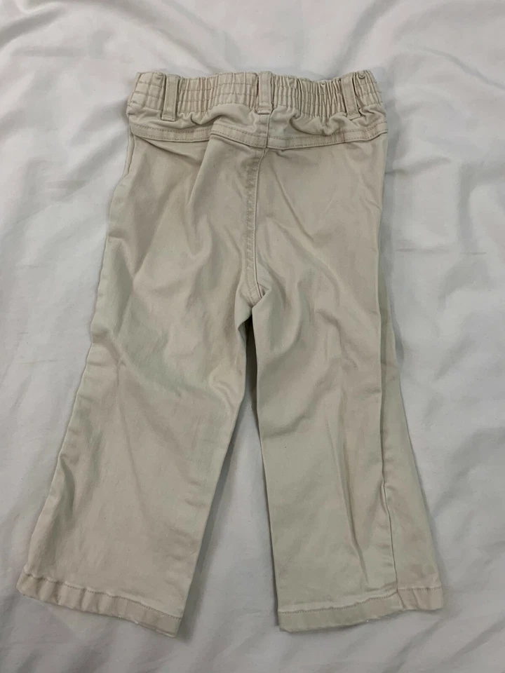 Pantalones de jean beige con botones a presión para niñas pequeñas talla 24 meses Faded Glory Foto 3 de 3