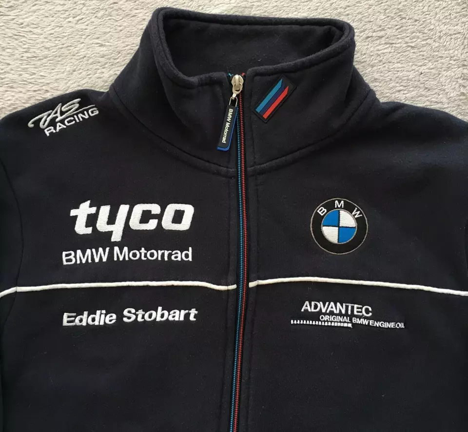 Tyco BMW Motorrad Motorsport TAS Racing mens Navy Blue Zip Sweater Jacket size M - Image 3 of 4
