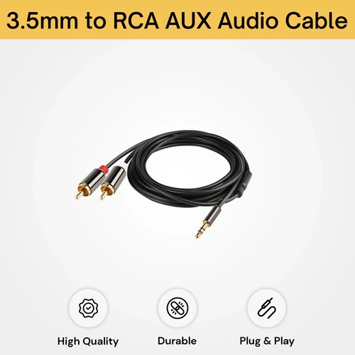 1M-5M Premium Stereo Audio 3.5mm Aux Jack to 2 RCA M/M Y Gold Plated Cable AU - Picture 14 of 14