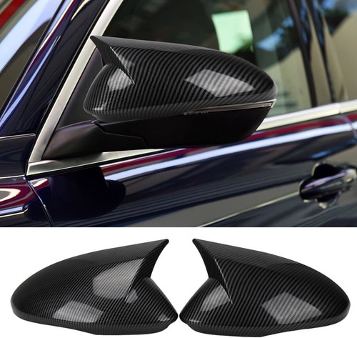 Ox Horn Style Side Mirror Covers For 2010-2014 Ford Mustang - Glossy Black ABS, 3M Tape Installation