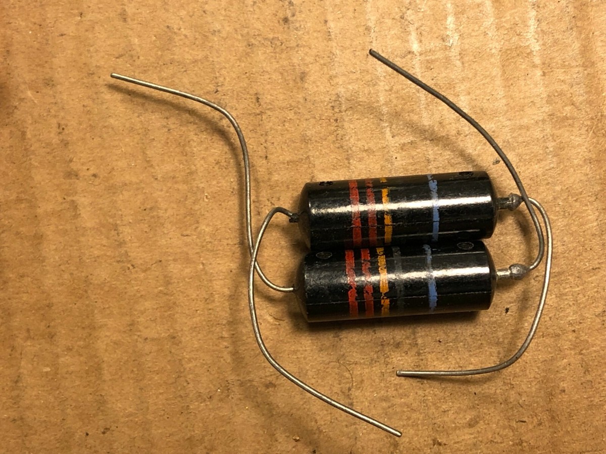2 NOS Sprague Bumble Bee .022 uf 600v 20% PIO Capacitors