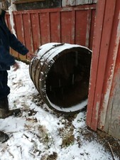 VTG ANTIQUE barrel SOLID Wood wooden SAP Abandoned Sugar maple shack SILO BANDS