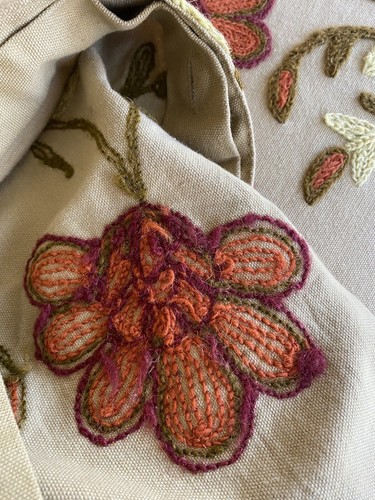 Pine Cone Hill Crewel Embroidery Twin Duvet Cover Williamsburg Autumn Floral - Picture 11 of 17