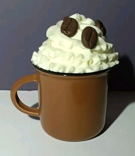 Mini Coffee Espresso Mug With Faux Whipped Topping Lid "But First Coffee" New - Picture 4 of 4