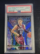 2022-23 Prizm Draft Fireworks Blue Shimmer /19 Trae Young PSA 10 GEM SP RARE