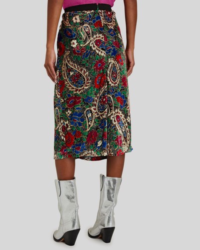 $965 Isabel Marant Women's Green Breenea Silk Velvet Paisley Skirt Size FR34 US2 - Picture 2 of 5