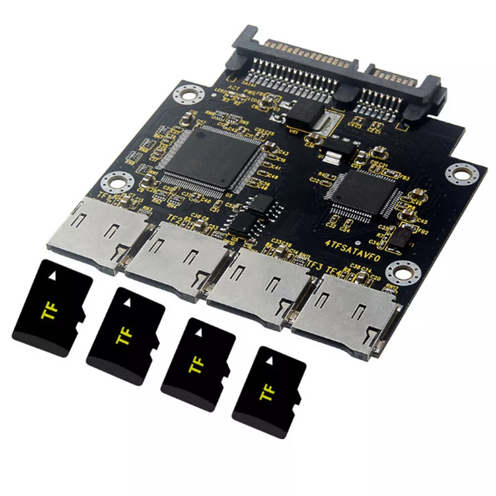 4 TF Card RAID to SATA 22Pin Adapter Multi Micro SD Card Converter