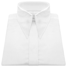 Men's White Wedding Vintage Spear Arrow Point Dagger Collar Hidden Placket Shirt