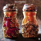 home decor vintage glass jar ooak doll vase fairy tale fish gold art gift idea 1