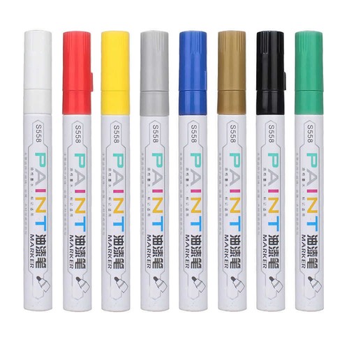 8 Colours Deli S558 RC Car Tyre Tire Paint Pens Permanent Marker - UK Seller - Afbeelding 1 van 13