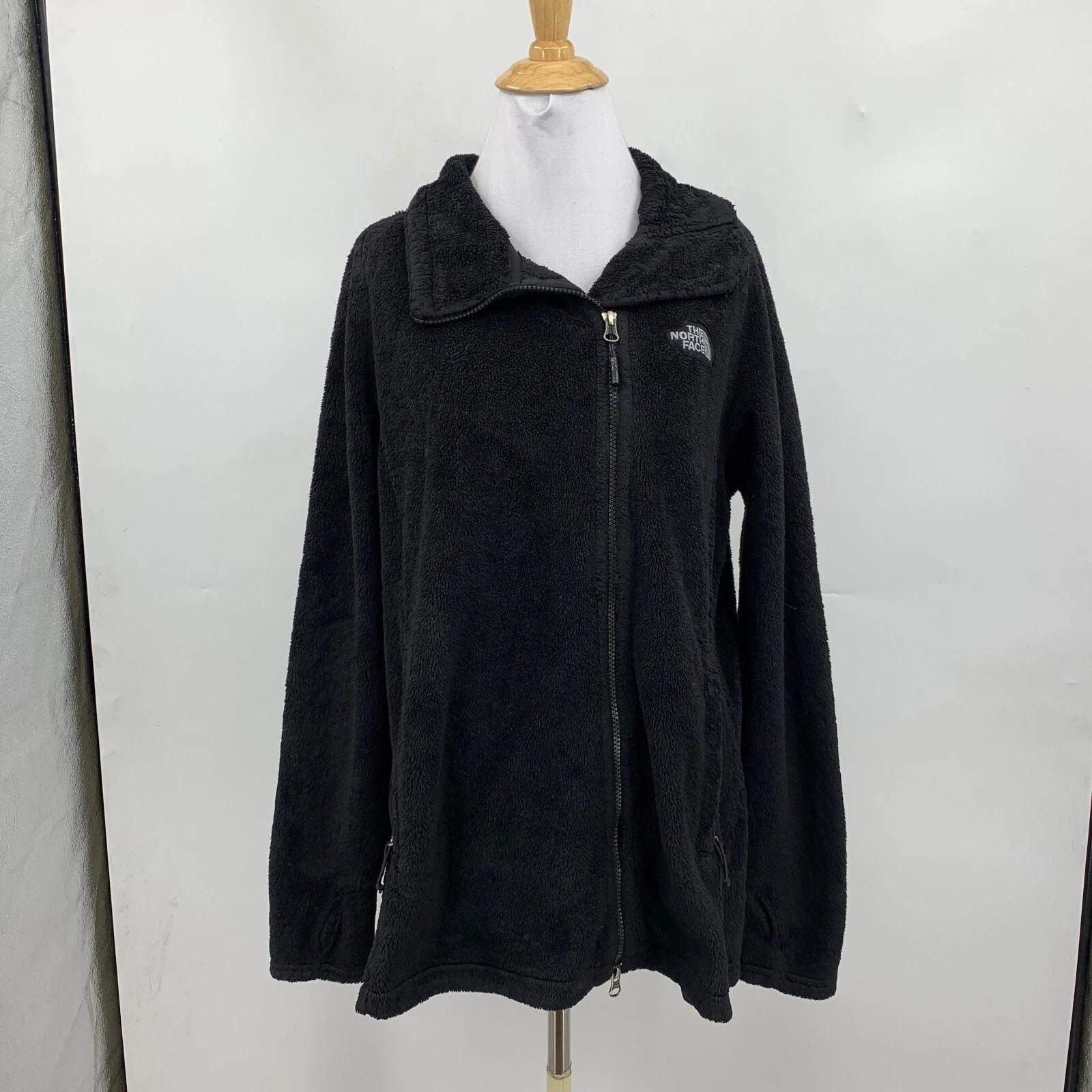 north-face fleece full zip pocket long sleeve thumbhole jacket