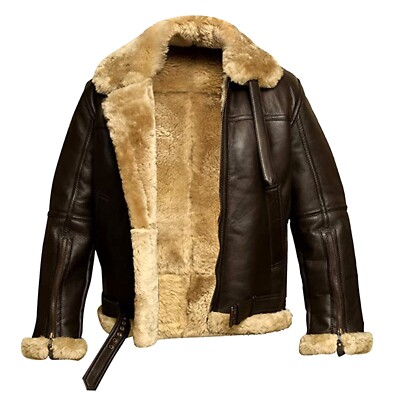 New B3 Leather Jacket Bomber RAF Aviator Real Coat Bomber Sheepskin Pilot Jacket