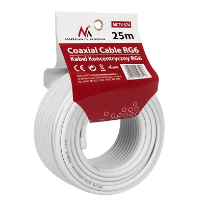 Câble coaxial satellite Antenne TV 1.0CCS DVB-T RG6 25M Maclean - Photo 1/3