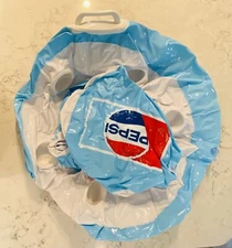 PEPSI COLA INFLATABLE POOL COOLER WITH LID AND 6 CUP HOLDERS