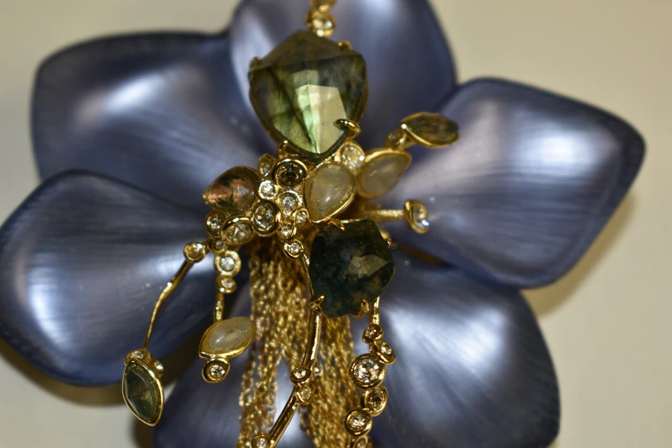 $925 Nuevo en CAJA Broche Flor Alexis Bittar Lucite Cristal Púrpura Dorado Foto 3 de 4