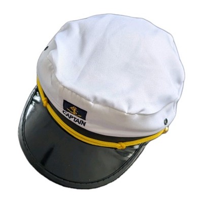 Nautical Captain s Hat with Gold Rope & Embroidered Patch - Adjustable Snapback