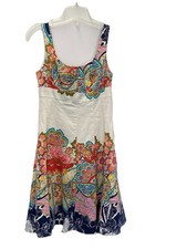 Nine West Size 2 Sundress White Multi Colored Designs On Top And Skirt Bottom 