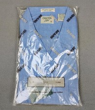New VINTAGE 70s Sears Oakton Button Shirt XL Large Blue Loop Collar NOS Sealed
