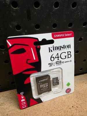 Kingston Canvas Select 64GB microSDXC UHS-I Memory Card with SD Adapter -