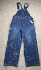 VTG Oshkosh Bib Overalls Men's 34x28 Denim Sanforized Logo Straps Union 50s