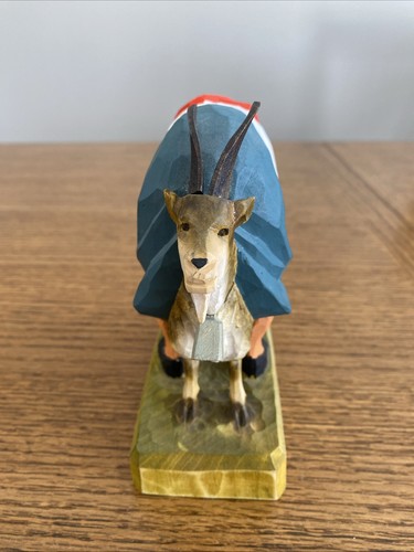 Vintage Henning Milk Maid Milking Goat Hand-Carved Norwegian Folk Art Figurine - Bild 3 von 8