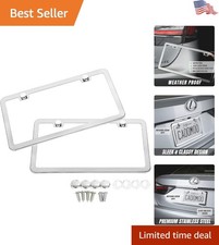 Elegant Polished Stainless Steel License Plate Frame With Chrome Caps - 2 Pack