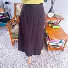 Vintage 1940s Skirt Brown Pinstripe Gabardine A-line Pencil S M 40s