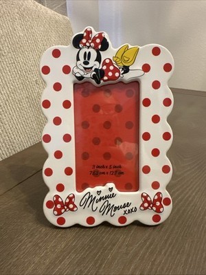 NWT Disney Parks Minnie Mouse XOXO White Red Dots 3X5 Photo Frame