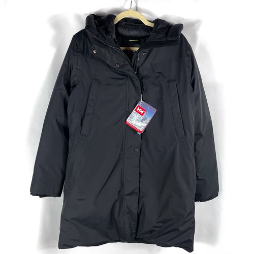 Abrigo de plumón Helly Hansen Bouvet negro con capucha cremallera completa chaqueta de invierno talla L para mujer - Imagen 4 de 15