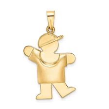 14k Yellow Gold Boy Charm Pendant for Necklace or Bracelet Minimalist Family Kee