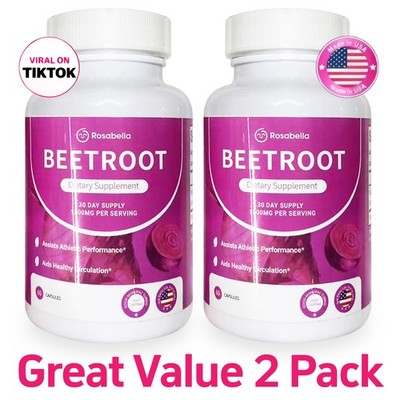 2Pcs Organic Rosabella Beet Root Natural Energy Boost Blood Pressure 60 Capsules