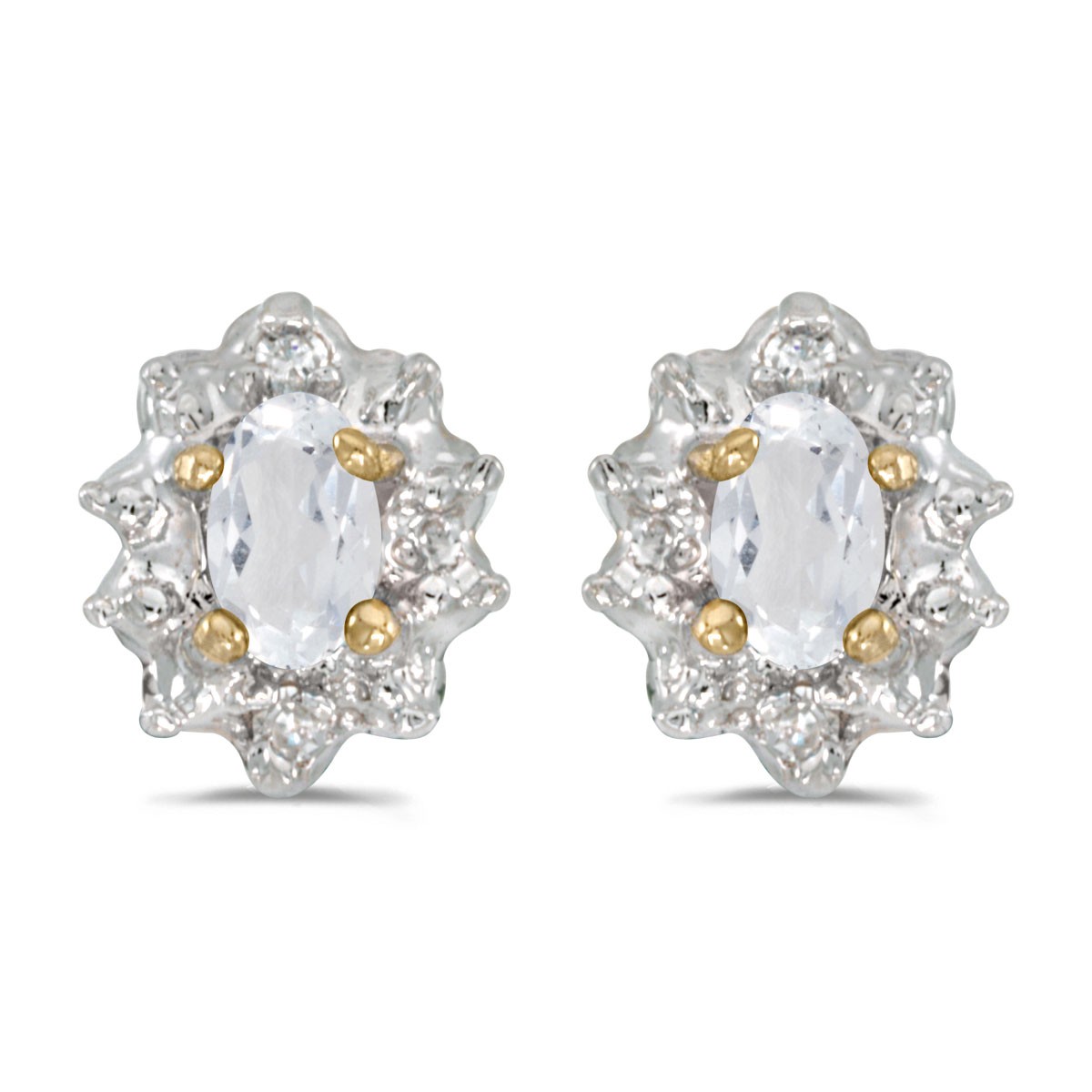 LXR 14k Gelbgold Oval White Topaz und Diamant Ohrringe 046 ct 129390₽