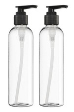 2 Pack 8oz Clear Plastic Bottles Pump Refillable Containers for Shampoo Lotions