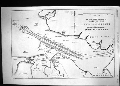 Alter 1856 Plan Spithead Schiffe Kriegsmarine Review Blenheim Portsea Isle W 19th