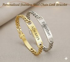 Personalised Men’s ID Bracelet –Engrave Name & Date – Stainless Steel Curb Chain