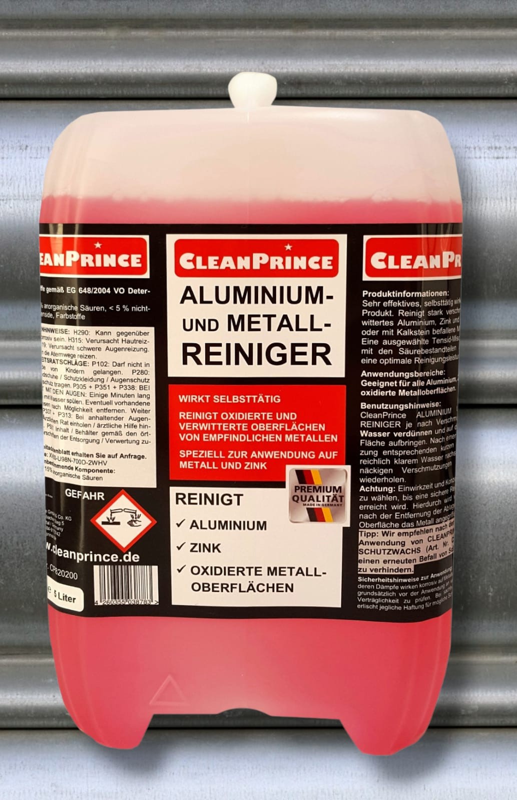 Aluminiumreiniger Metallreiniger 5 Liter Alureiniger Metall Zink Metallflächen