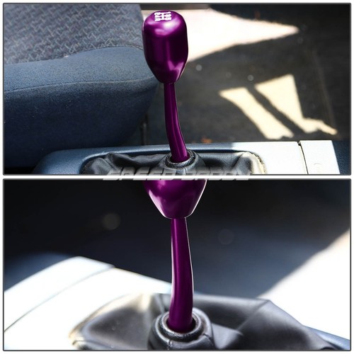PURPLE ALUMINUM DUAL BEND SHORT SHIFTER+SILVER 5-SPEED NETTED KNOB FOR EK/EJ/EG - Picture 8 of 9