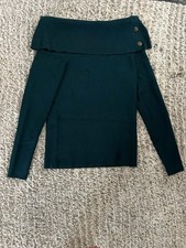 Banana Republic Off the Shoulder Sweater Teal green Women s Large Ribbed NWT