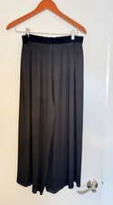 Zara Women's Black Solid Wide-Leg Pleated Dress Pants Regular L 30 Waist