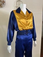 1930s Lowe  Campbell Blue Gold Satin Sportswear Set Western Ranchwear Rodeo