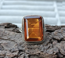 Citrine Gemstone Ring, 925 Sterling Silver Anniversary Woman Ring All Size R391