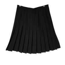 Paul Stanley Black Pleated 100% Wool Skirt Size 6 Made in USA Back Zip-Up Button