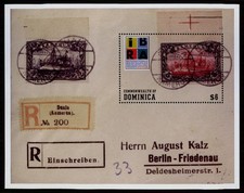DOMINICA 1999 BLOCK IBRA N&Uuml;RNBERG ** R-BRIEF DT. KOLONIE KAMERUN xd62